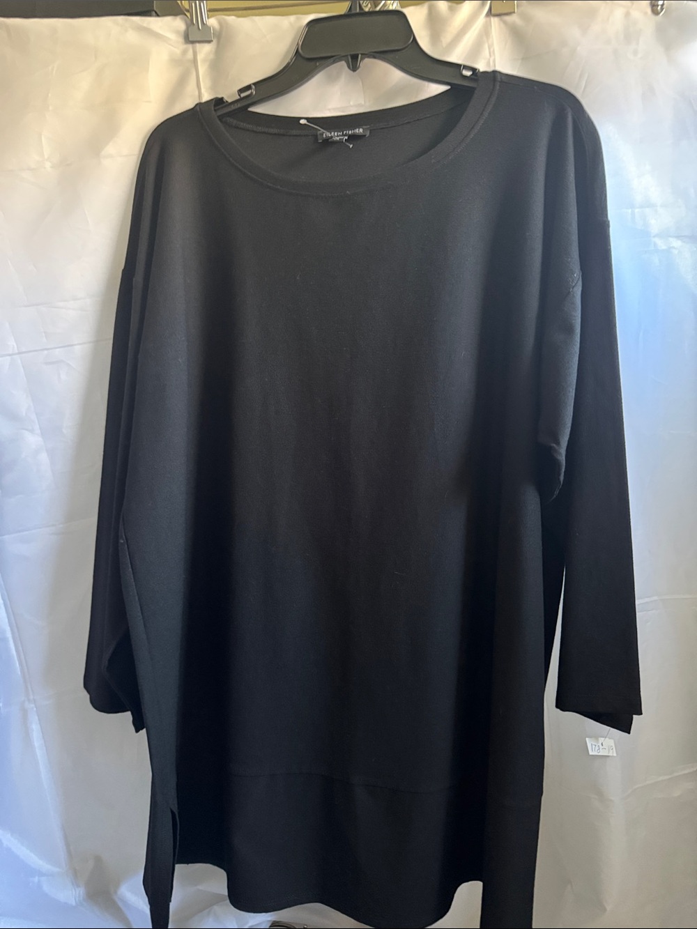 Eileen Fisher Black Polyester Oversized Long-Sleeve Tunic size L